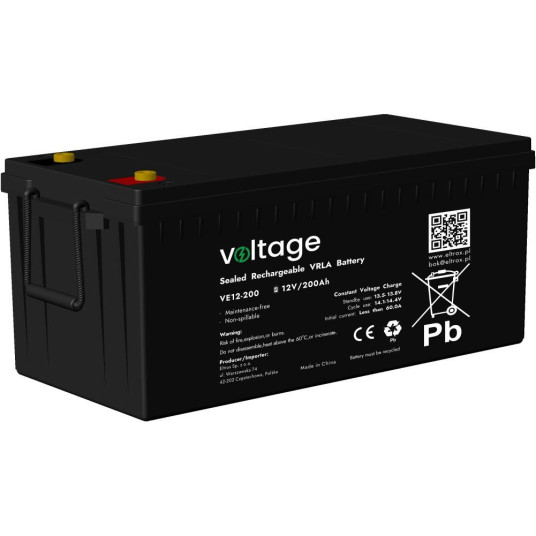 AGM Battery Voltage 12V 200Ah VE12-200 (6-9 years lifespan)