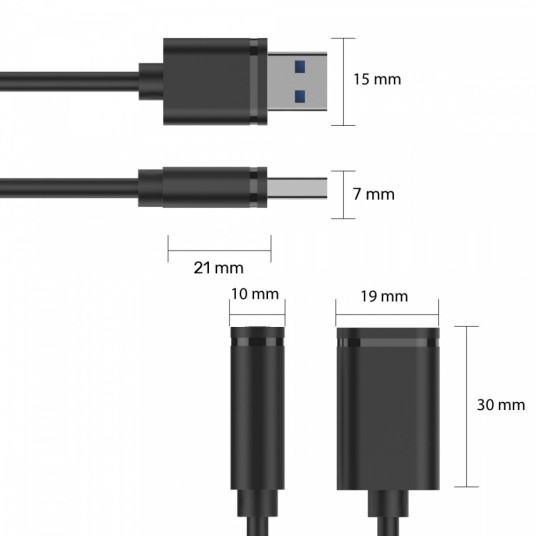 Jatkokaapeli USB 2.0 AM-AF, 0.5M; Y-C447GBK