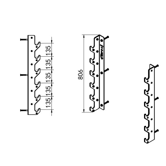 STR46 WALL MOUNTED OLIMPIC BARBELL RACK HMS