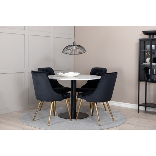 Ruokapöytäpöytä Razzia 4 tuolilla Velvet Deluxe