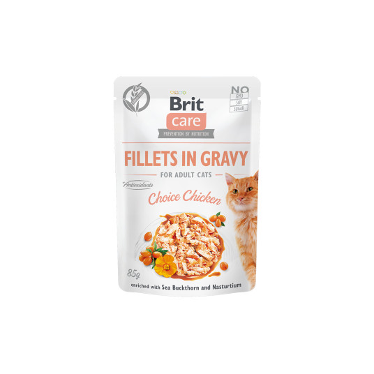 BRIT CARE Kissafileet kastikkeessa Choice kana säilyke aikuisille kissoille, kanaa 85 g