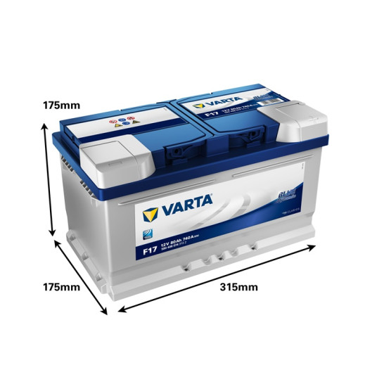 Starter battery VARTA 12V 80Ah/740A (P+ standard) 315x175x175 B13