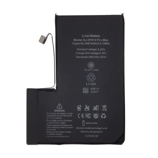 Apple replacement battery for iPhone 12 Pro Max (3.85V, 3687mAh, 14.13Wh)