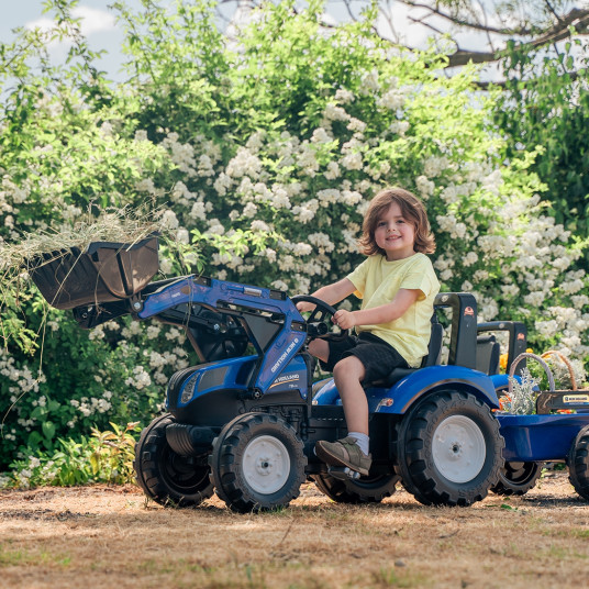 FALK New Holland Blue Pedal Traktori perävaunulla 3 vuotta vanha