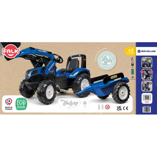 FALK New Holland Blue Pedal Traktori perävaunulla 3 vuotta vanha
