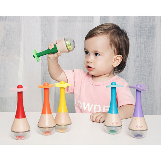 CLASSIC WORLD Rattle 2in1 puinen instrumentti Rainbow Maracas 1 kpl