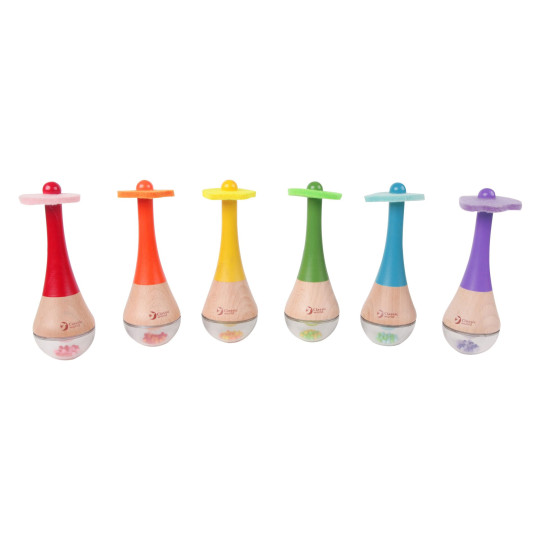 CLASSIC WORLD Rattle 2in1 puinen instrumentti Rainbow Maracas 1 kpl
