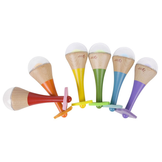 CLASSIC WORLD Rattle 2in1 puinen instrumentti Rainbow Maracas 1 kpl