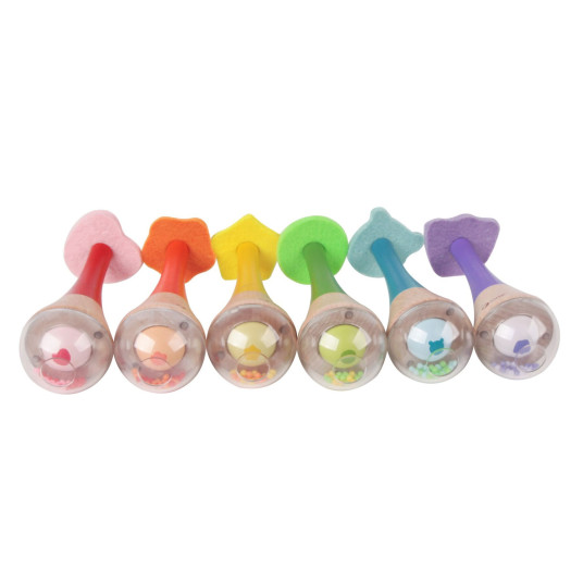 CLASSIC WORLD Rattle 2in1 puinen instrumentti Rainbow Maracas 1 kpl