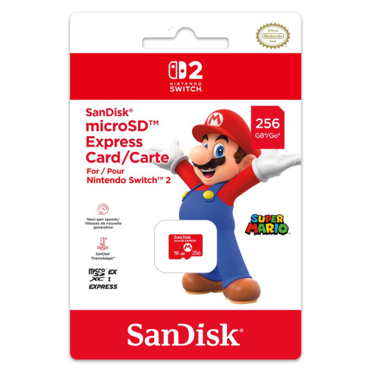Nintendo SanDisk microSD Express Card for Switch 2, 256 GB, MicroSDXC, Red