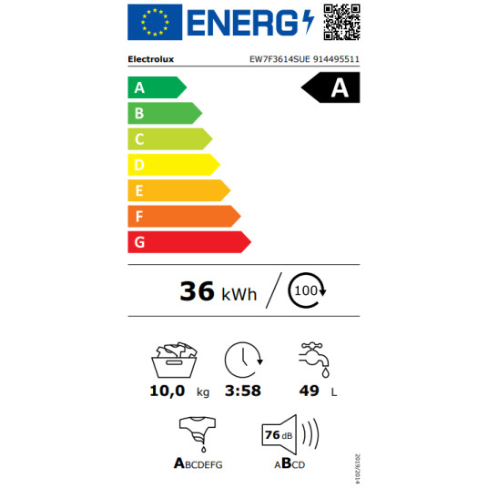Pesukone ELECTROLUX EW7F3614SUE