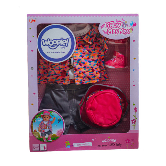 WOOPIE ROYAL Värikäs puku nukkekoiralle takki hattu 43-46 cm