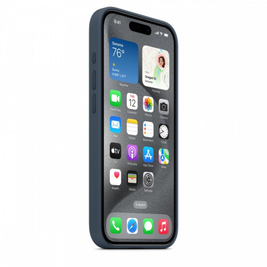 Silikonikotelo MagSafella iPhone 15 Pro:lle - myrskynsininen